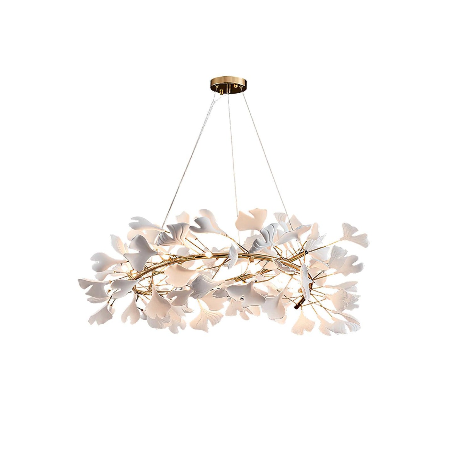 Gingko Chandelier U ∅ 39.3″ x H 11.8″ The large size is only suitable for large rooms / White + gold Chandelier