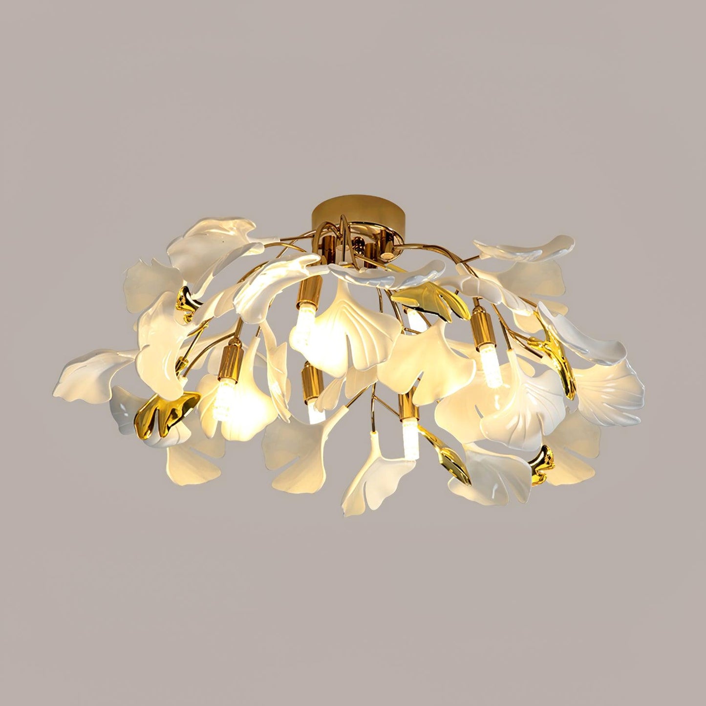 Gingko Ceiling Lamp ∅ 24.4″ x H 9.8″ / Dia 62cm x H 25cm / Gold + White Ceiling lamp