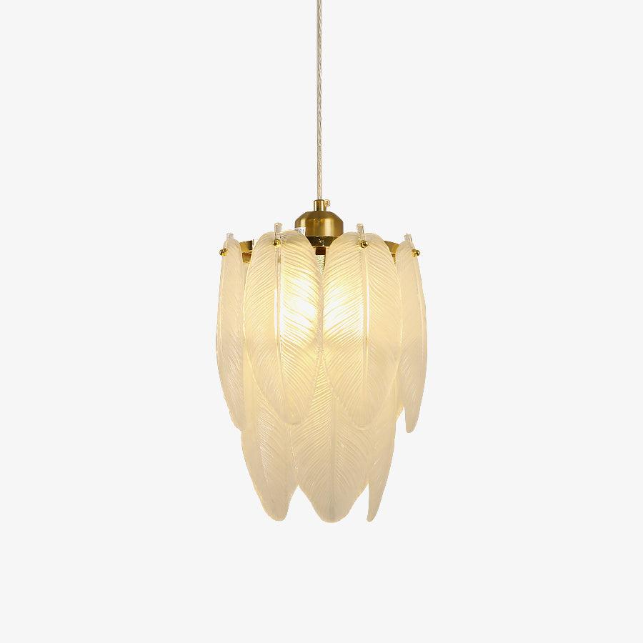 Glass Feather Pendant Light ∅ 7.1″ x H 11.8″ / Dia 18cm x H 30cm / Copper plated + Opaque Pendant light
