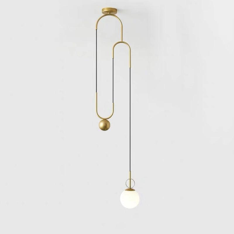 Glass Ball Pendant Lamp ∅ 13.8″ x H 46.5″ / Dia 35cm x H 118cm / Copper Pendant light
