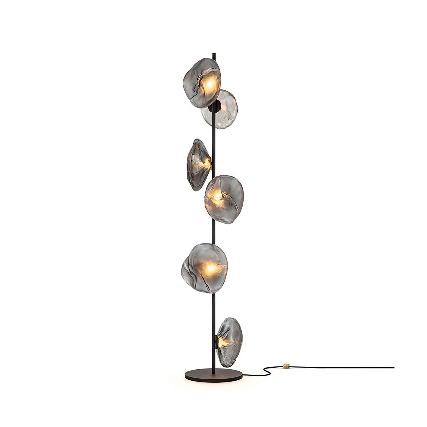 Glass Mesh Petals Floor Lamp 6 heads ∅ 13.8″ x H 70.9″ / Dia 35cm x H 180cm / Black + Smoke gray / US plug Floor lamp
