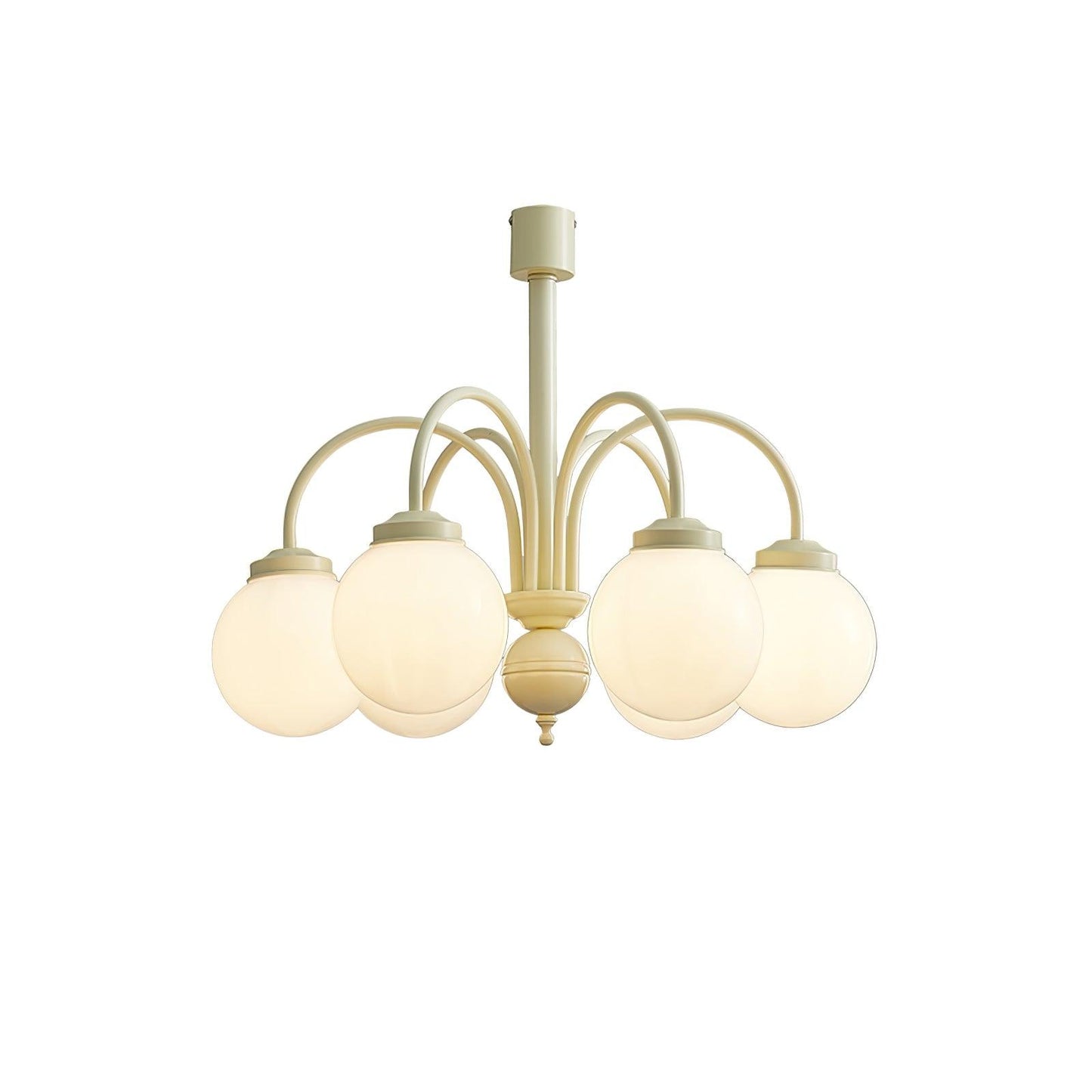 Cream Glass Sphere Chandelier 6 heads ∅ 27.6″ x H 19.7″ / Dia 70cm x H 50cm / Creamy & White Chandelier
