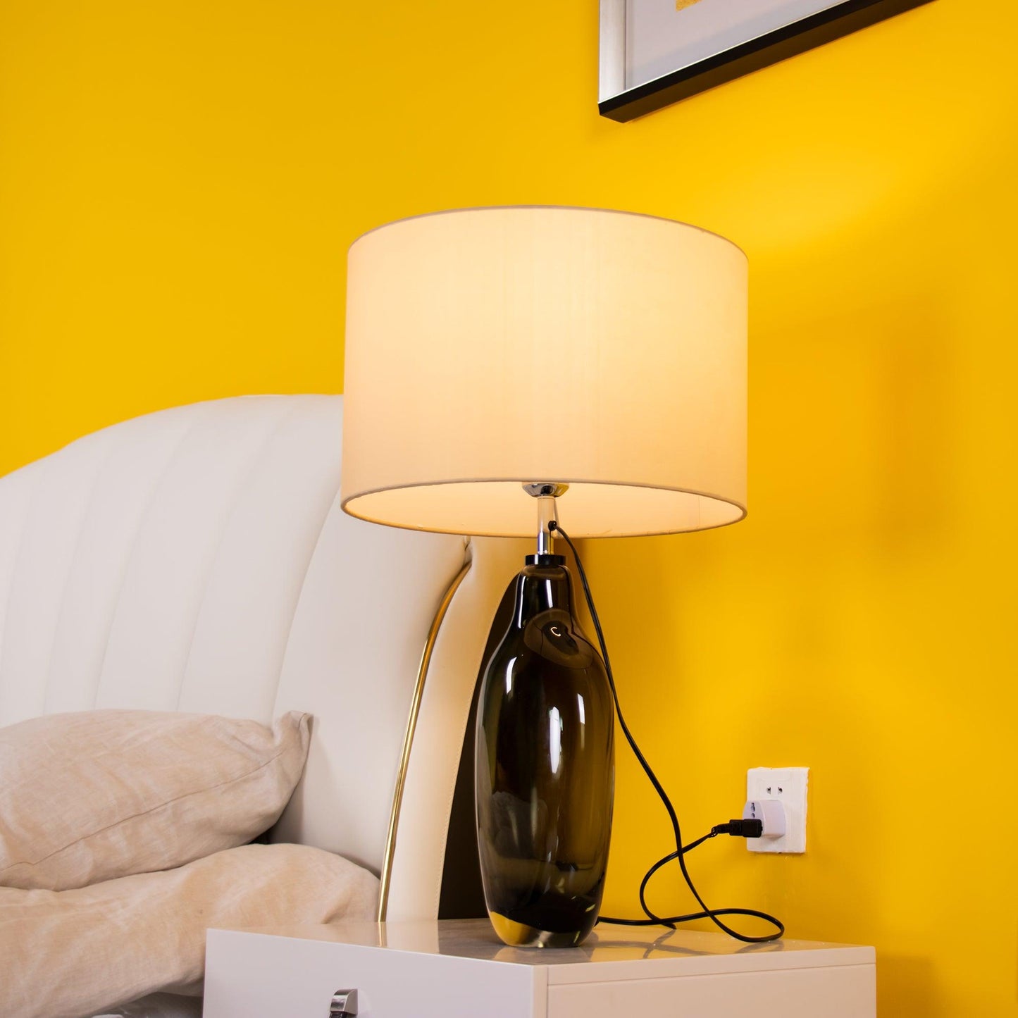 Tischlampe aus glasiertem Kristall