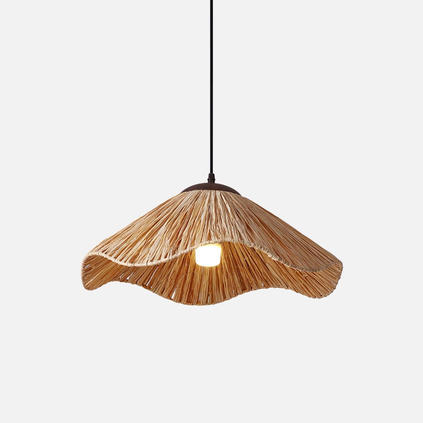 Straw Weaving Pendant Lamp ∅ 18.9″ x H 59″ / Dia 48cm x H 150cm / Natural straw & Black Pendant light
