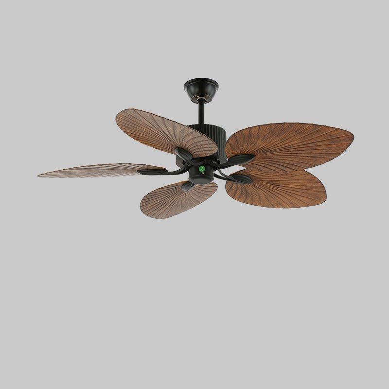Banana Leaves Ceiling Fan Light ∅ 52″ X H 11.8″ / Model A Nature Wood Grain & Black (Without Light) 1001 Ceiling fan