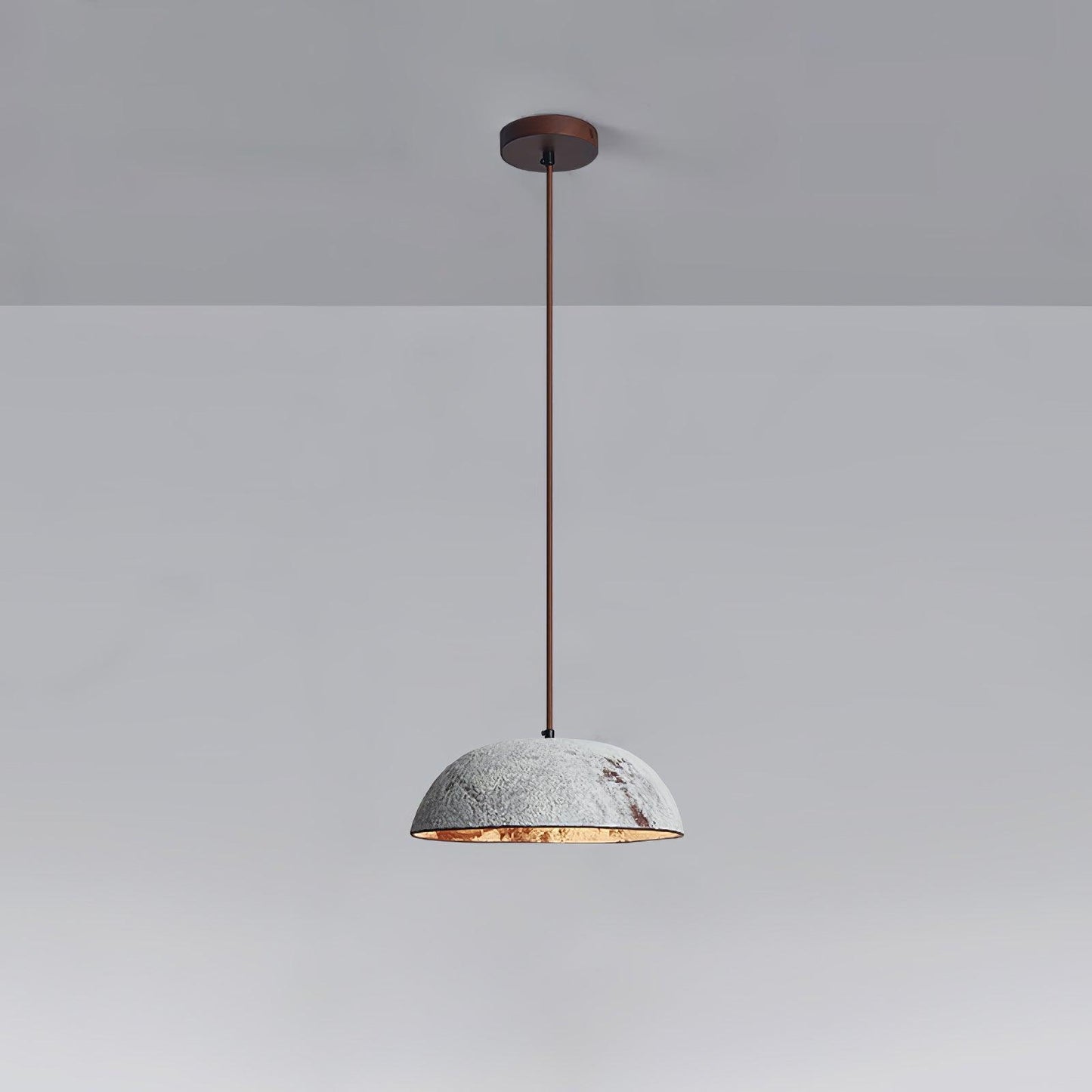 Half Dome Vintage Ceramic Pendant Lamp ∅ 12.2″ x H 11″ / Dia 31cm x H 11cm / White ceramic & Dark wood Pendant light