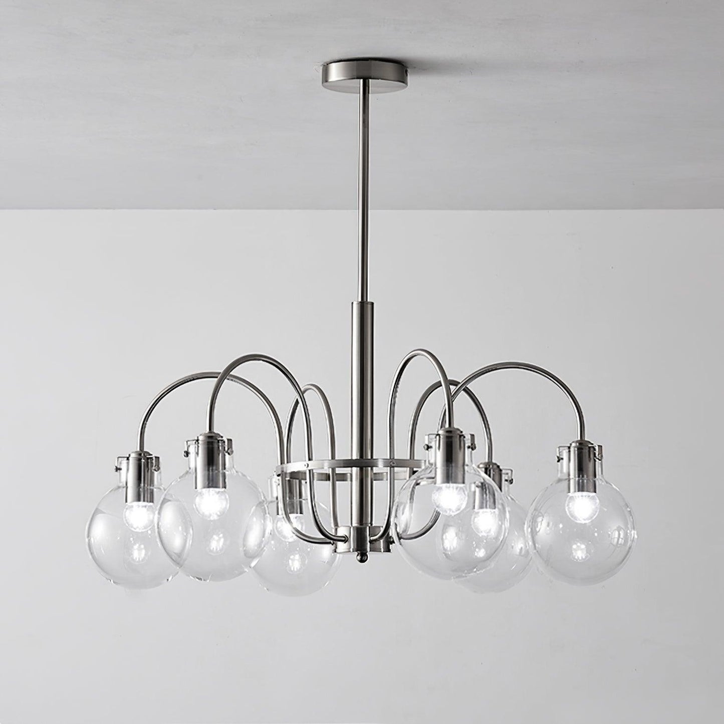 Hansford Chandelier 6 heads ∅ 29.5″ x H 15.7″ / Dia 75cm x H 40cm / Chrome Chandelier