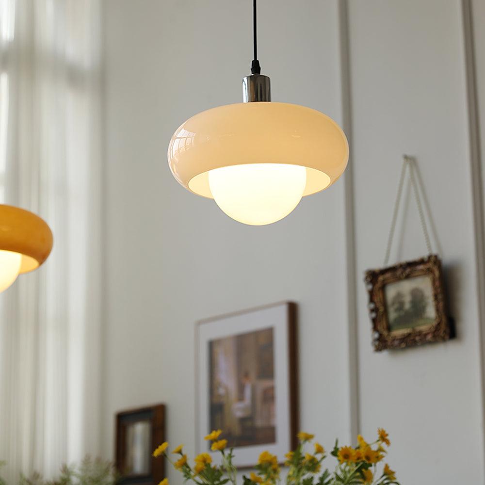 Harvey Pendant Lamp ∅ 11″ x H 8.2″ / Dia 28cm x H 21cm / Chrome & White Pendant light