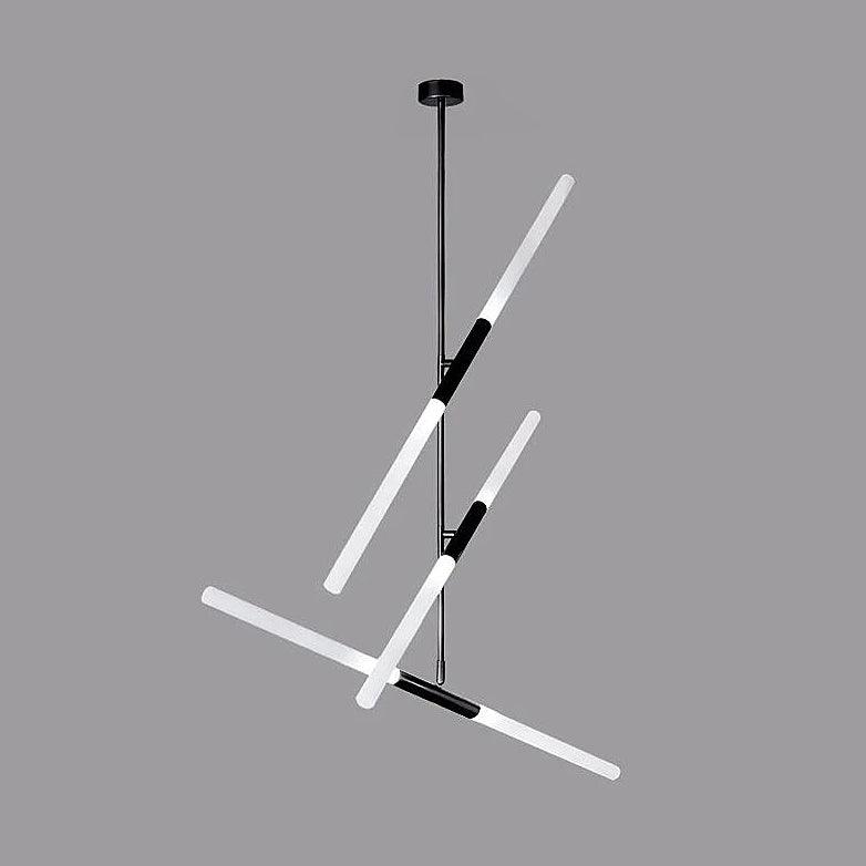 Hash Linear Suspension 6 heads ∅ 39.4″ x H 43.3″ / Dia 100cm x H 110cm / Black + White / Warm White Pendant light