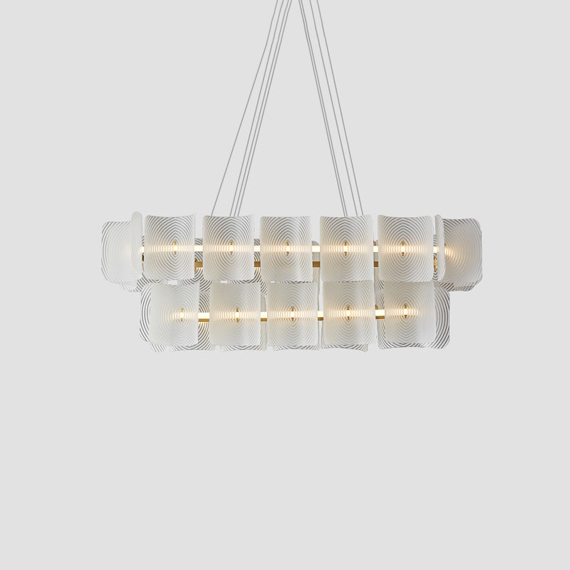Helios Rectangle Pendant Lamp L47.2″ x W 19.7″ x H 15.7″ / L 120cm x W 50cm x H 40cm / Brass & Frosted white / Warm