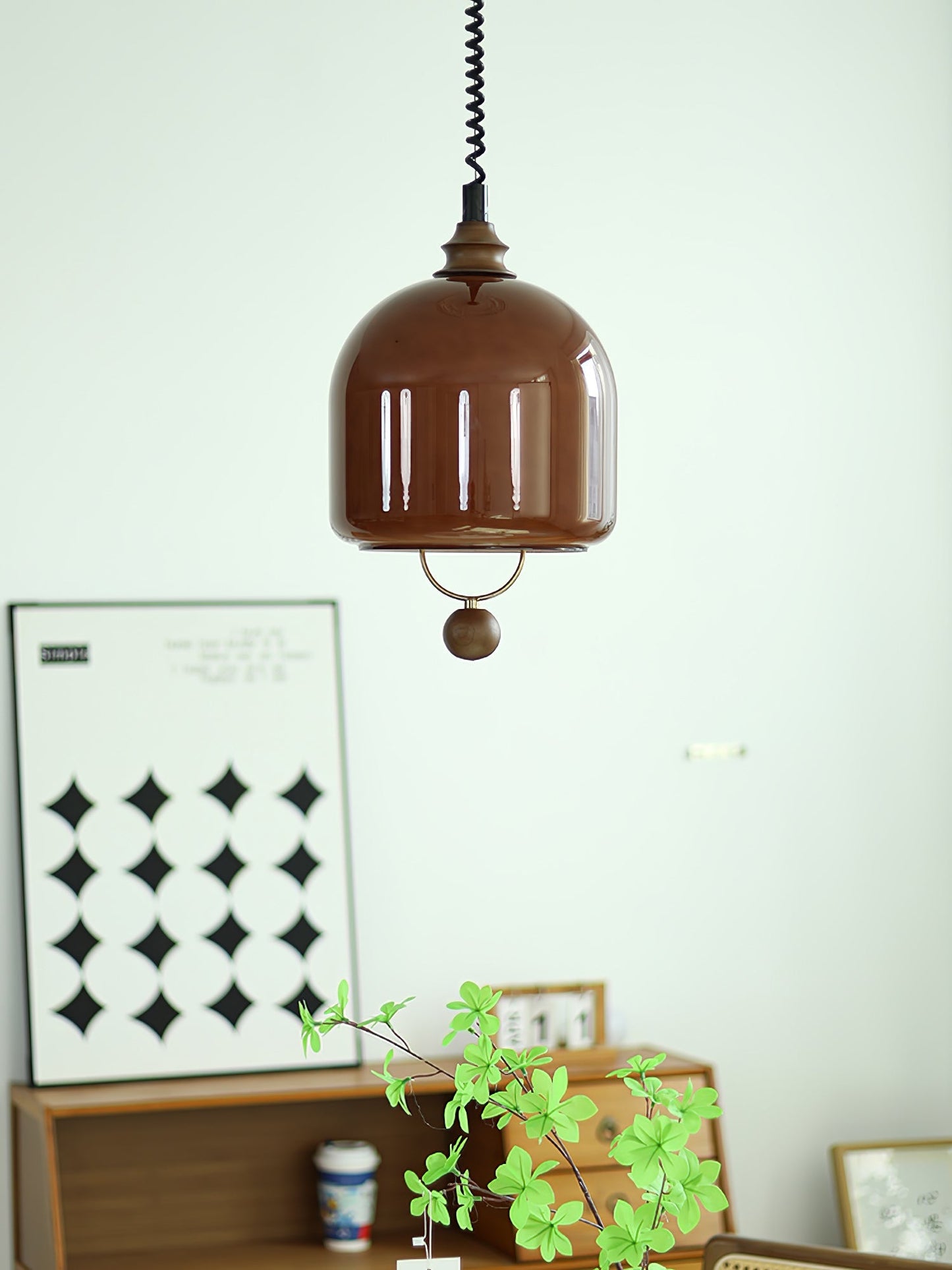 Herda Pendant Lamp ∅ 9.8″ x H 8.3″ / Dia 25cm x H 21cm / Dark walnut & Dark Brown Pendant light