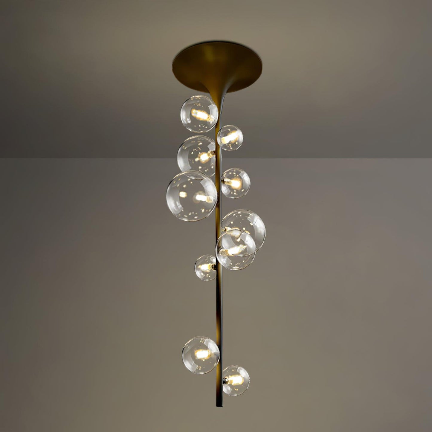 Hermann Horn Ceiling Light 10 Heads ∅ 11.8″ x H 42.1″ / Dia 30cm x H 107cm / Black Ceiling lamp