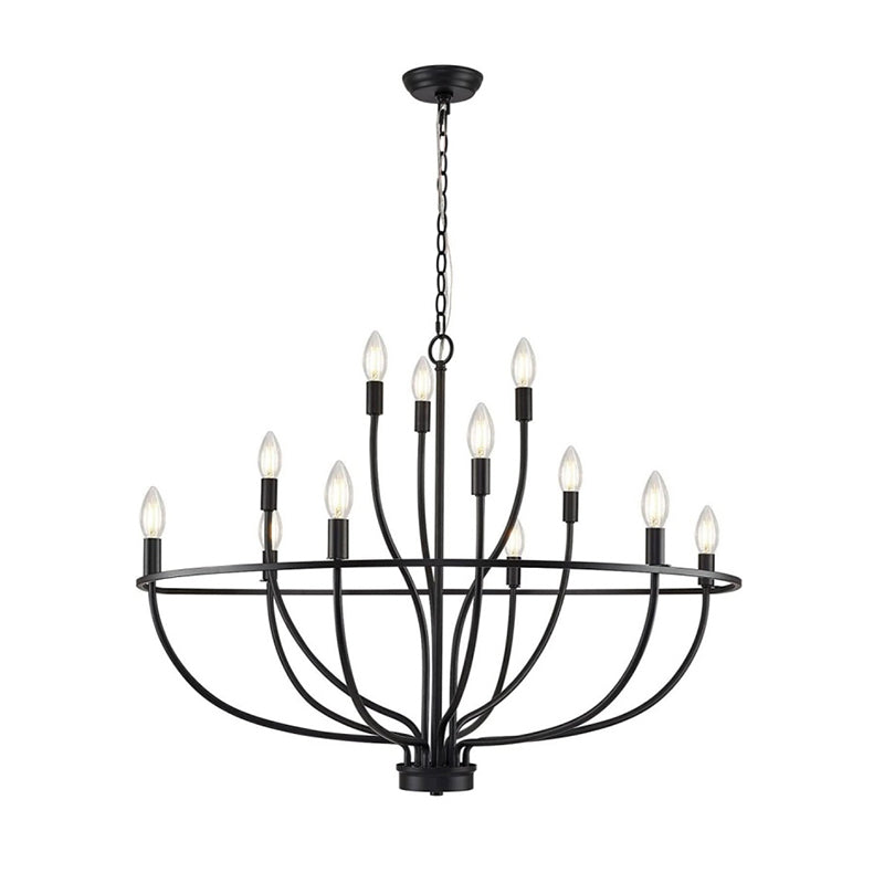 Greyson Chandelier 12 Heads ∅ 35.4″ x H 19.7″/ Dia 90cm x H 50cm / Black Chandelier