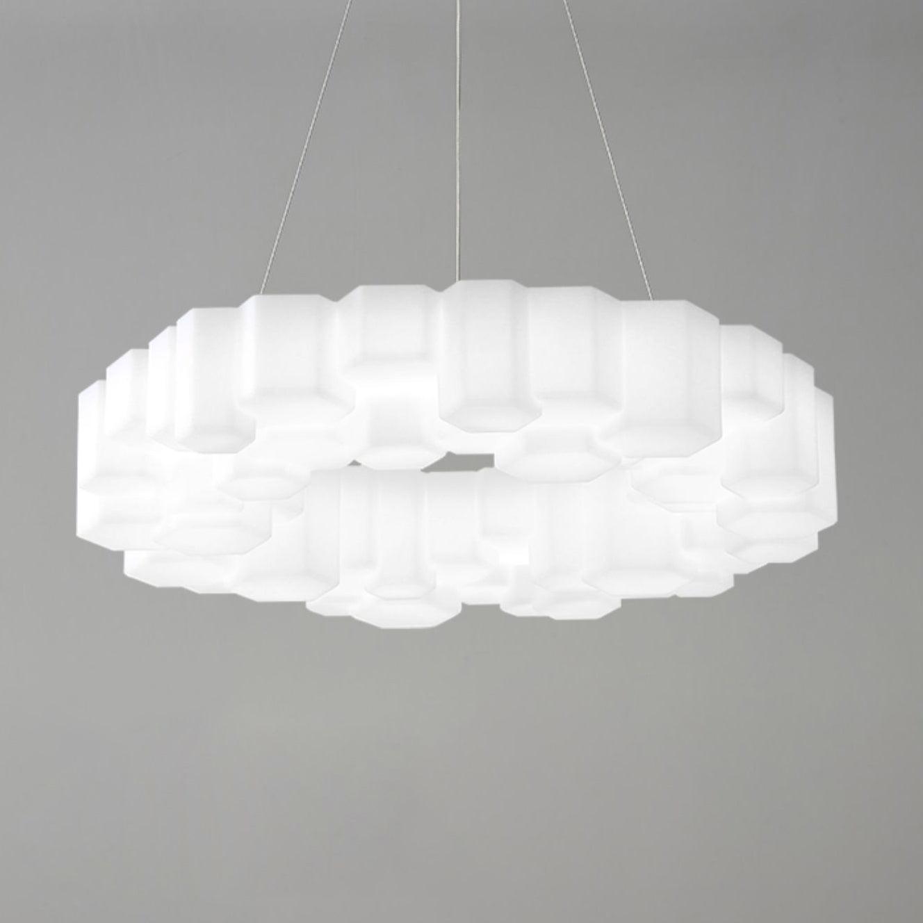 Honeycomb Chandelier ∅ 19.7″ x H 5.9″ / Dia 50cm x H 15cm / White / Cool White Chandelier