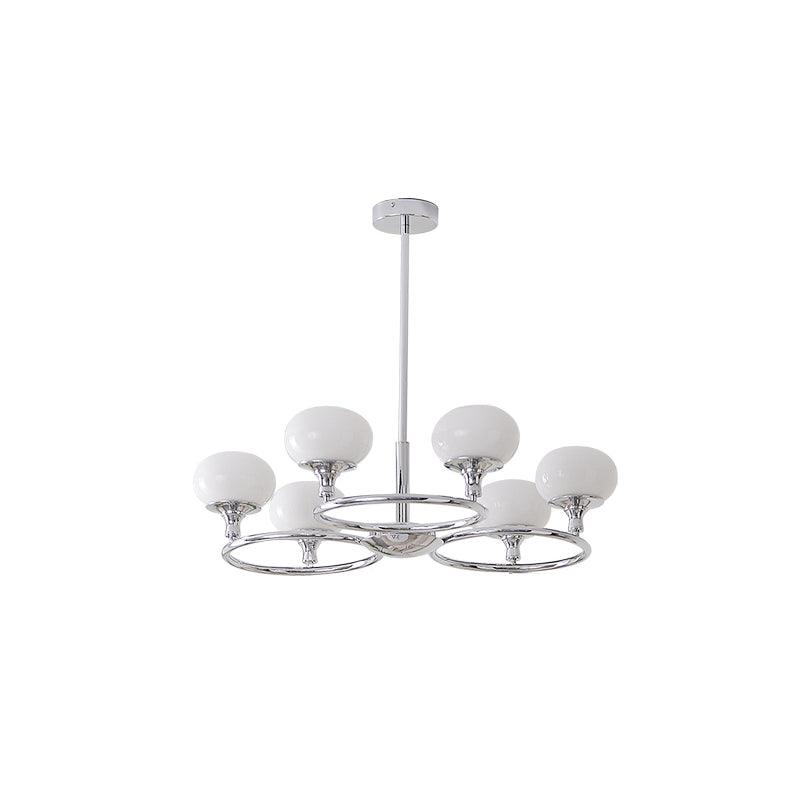 Ingersoll Round Chandelier ∅ 31.5″ x H 8.1″ / Dia 80cm x H 20.5cm / Chrome & White Chandelier