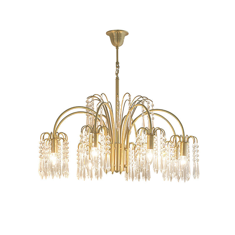 Isla Dawn Chandelier 8 Heads ∅ 23.6″ x H 17.7″ / Dia 60cm x H 45cm / Brass & Clear Crystal Chandelier