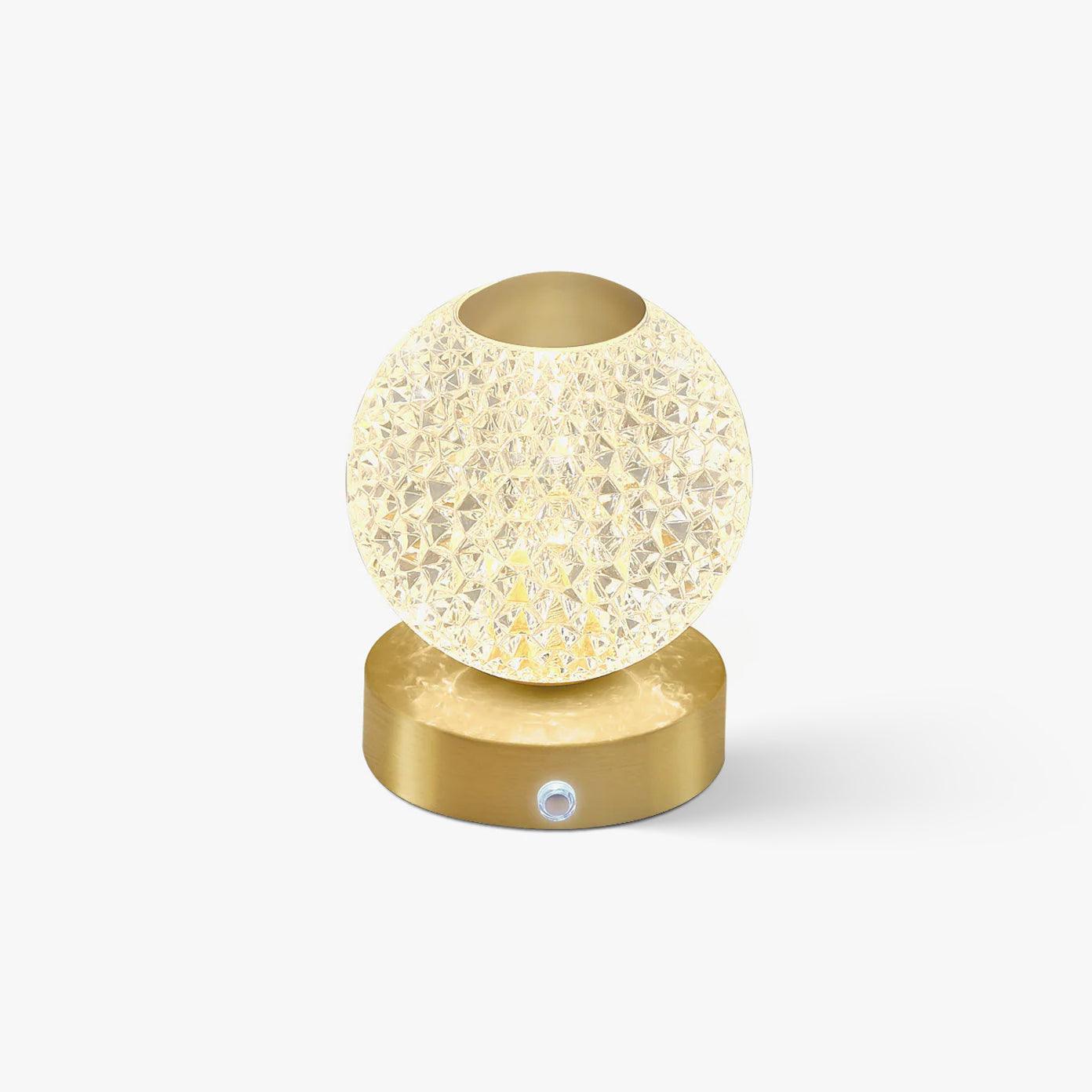 Jarin Diamond Built-in Battery Table Lamp ∅ 4.3″ x H 5.9″/ Dia 11cm x H 15cm / Brass & Clear Table lamp