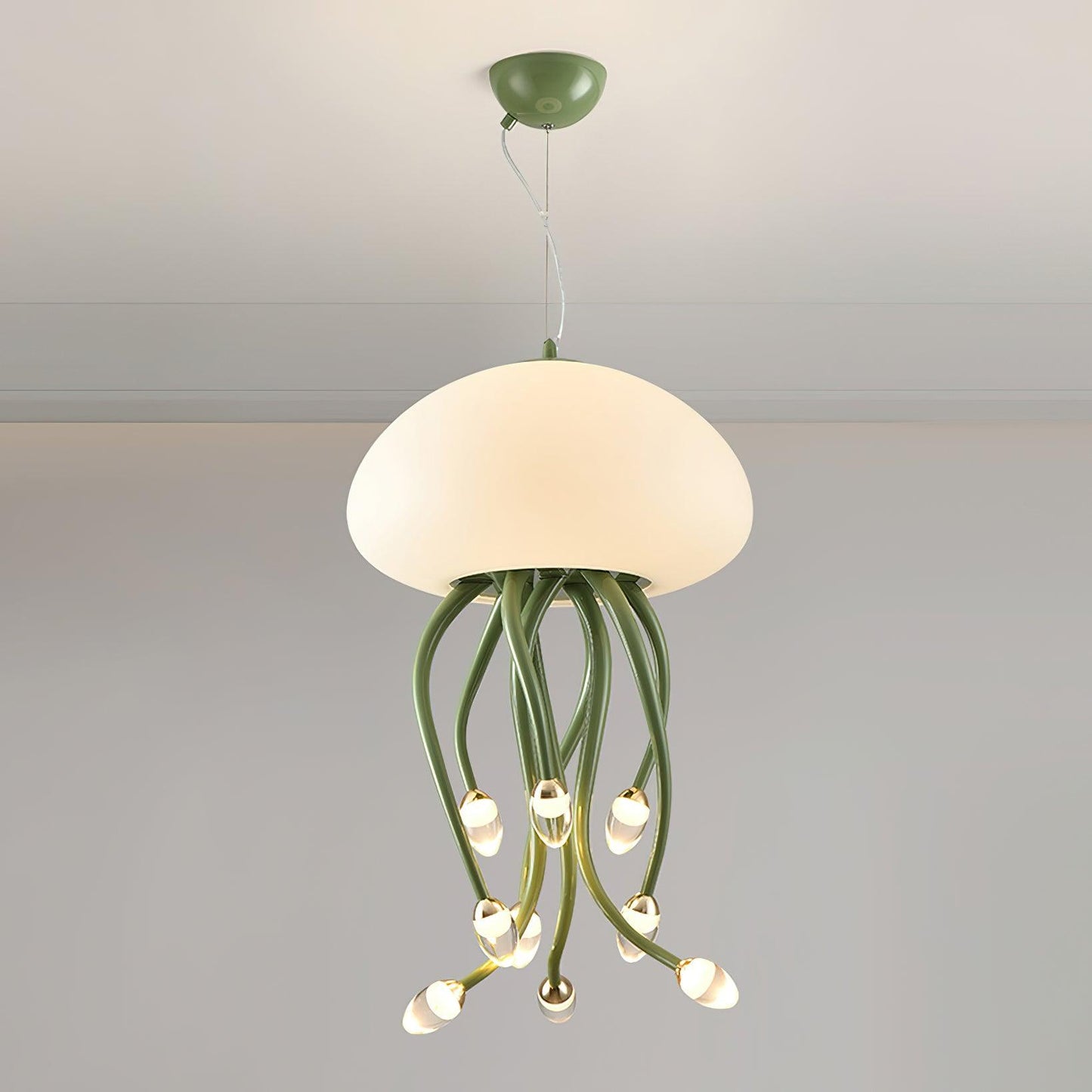 Jellyfish Pendant Lamp 9 + 1Heads ∅ 15.7″ x H 25.6″ / Dia 40cm x H 65cm / Green & White / Warm Light Pendant light