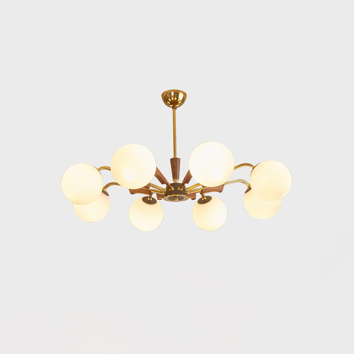 Jeri Sputnik Chandelier 8 Heads ∅ 35.4″ x H 11.8″ / Dia 90cm x H 28cm / Brass & Walnut & White Chandelier
