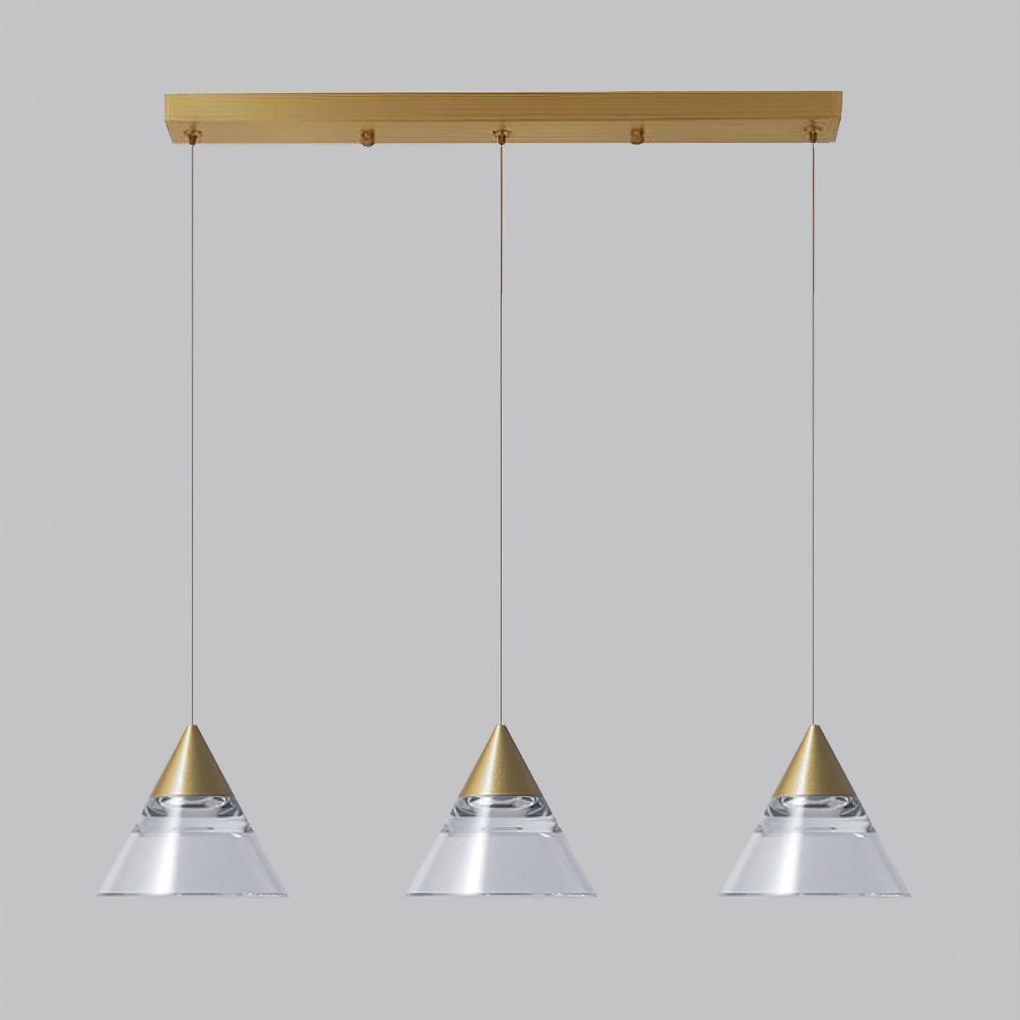 Kabru Mini Pendant Light 3 heads ∅ 23.6″ x H 59″ / Dia 60cm x H 150cm / Polished brass + Clear / Warm Light Pendant