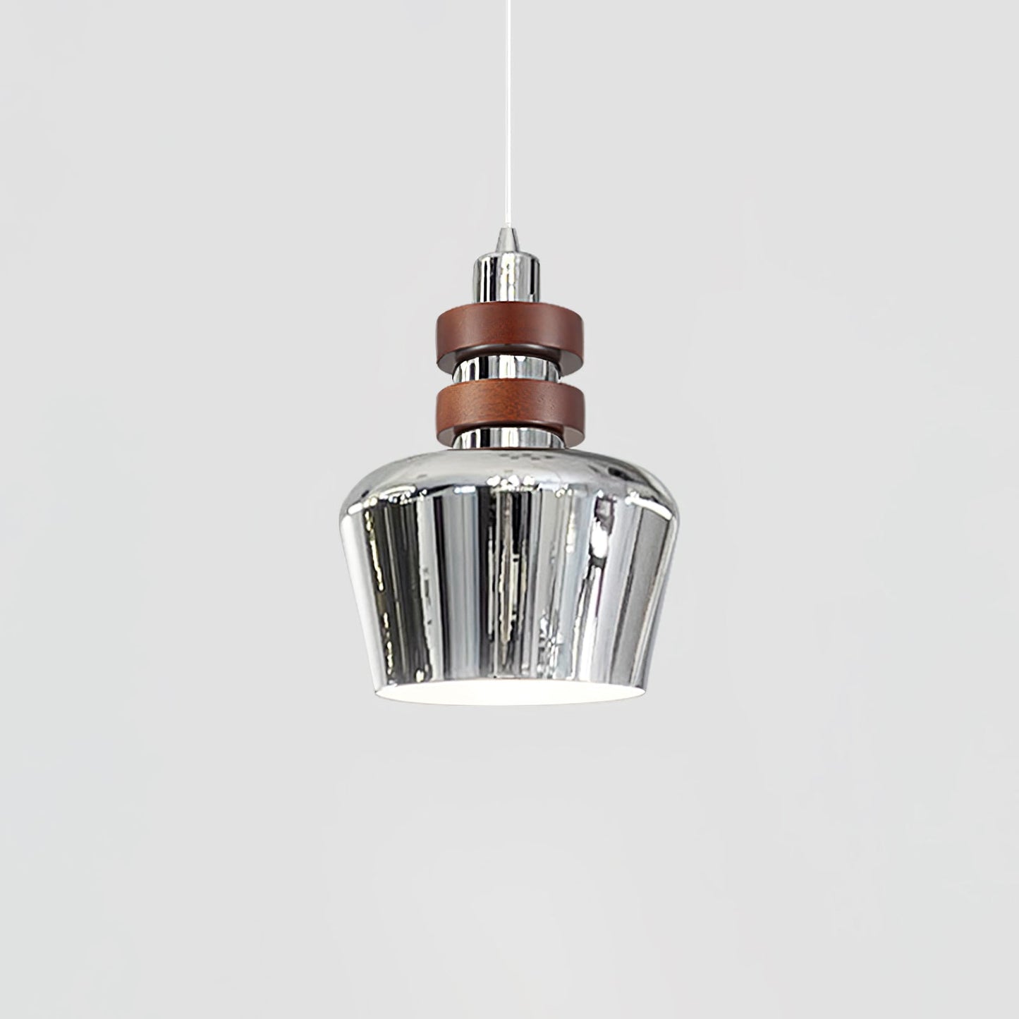 Karry Pendant Lamp Model D ∅ 6.1″ x H 7.9″ / Dia 15.5cm x H 20cm / Walnut Color & Chrome Pendant light