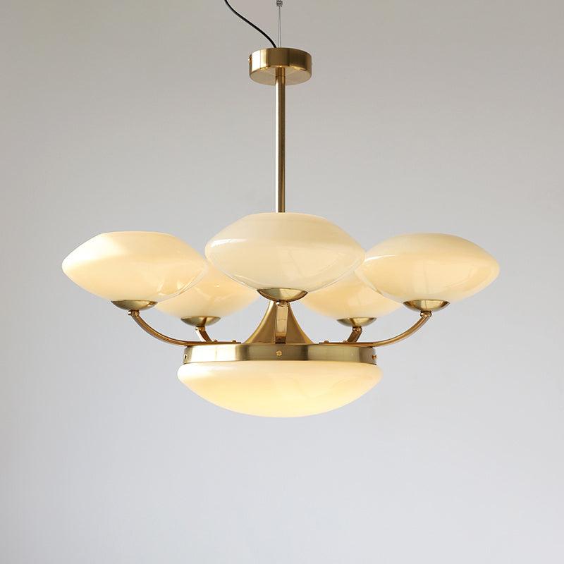 Keston Chandelier 6 heads ∅ 27.6″ x H 11″ / Dia 70cm x H 28cm / Gold + Beige Chandelier