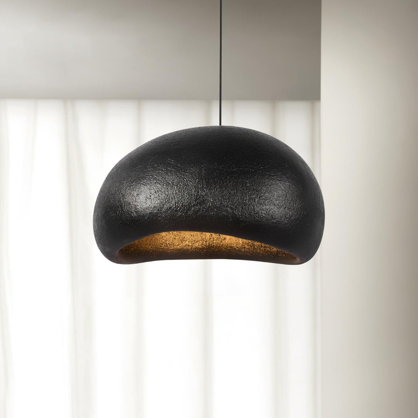 Khmara Bright Pendant Lamp ∅ 15.7″ x H 5.9″ / Dia 40cm x H 15cm / Bright black Pendant light