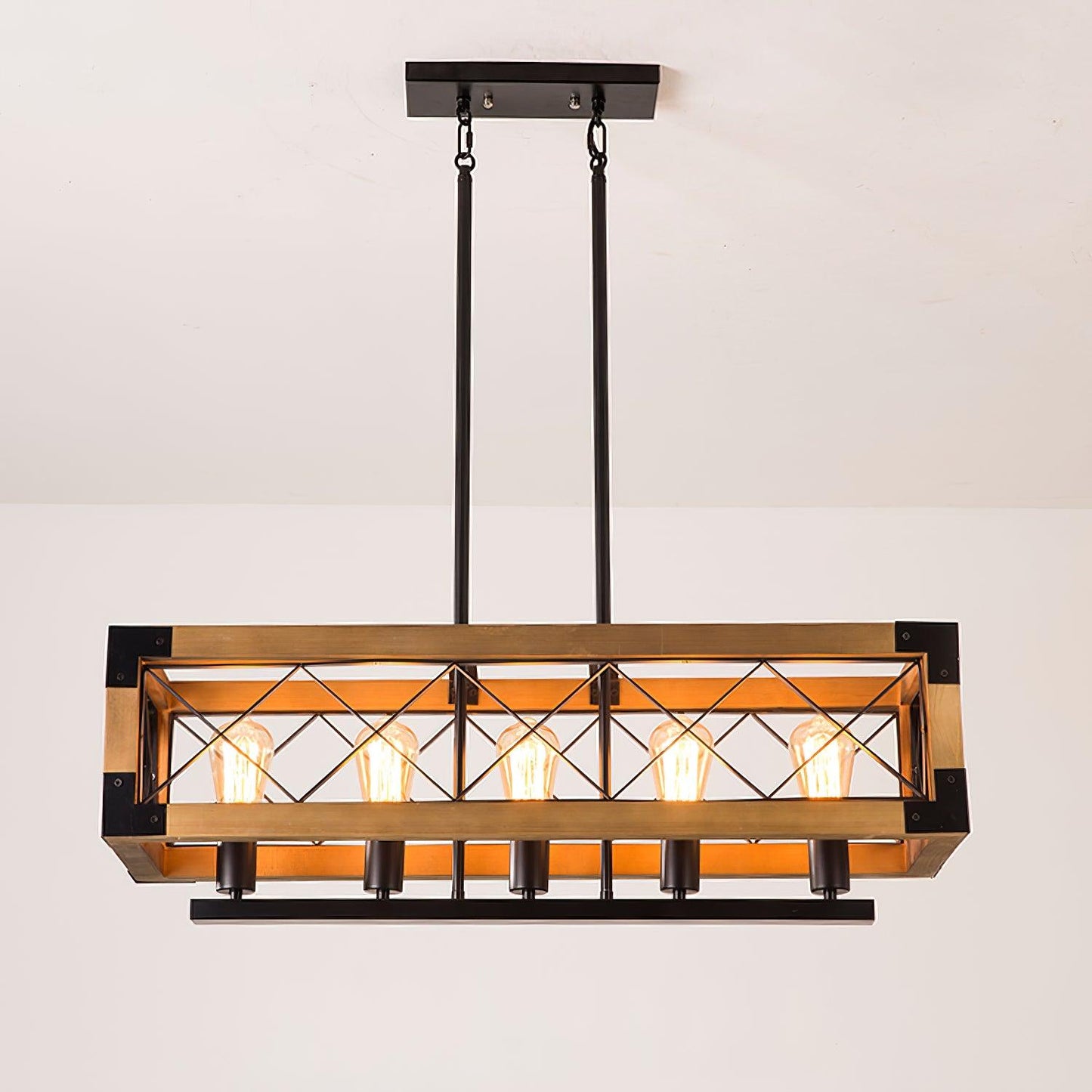 Kitchen Island Rectangle Chandelier Model C: L 31.5″ x W 9.8″ x H 39.4″ / L 80cm x W 25cm x H 100cm / Wood&Black