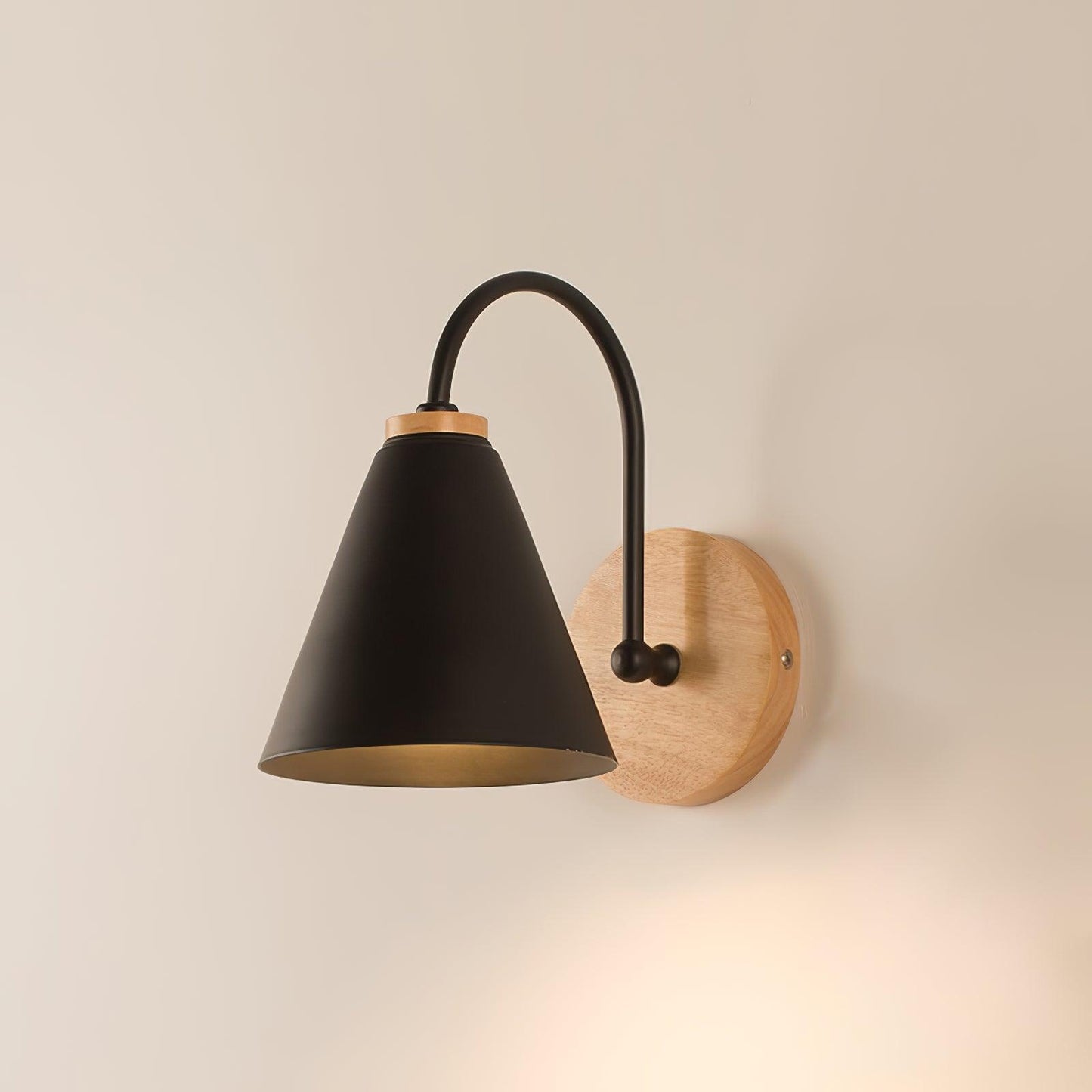 Kona Nordic Wall Lamp ∅ 5.9″ x H 9.4″ / Dia 15cm x H 24cm / Wooden & Black Wall lamp