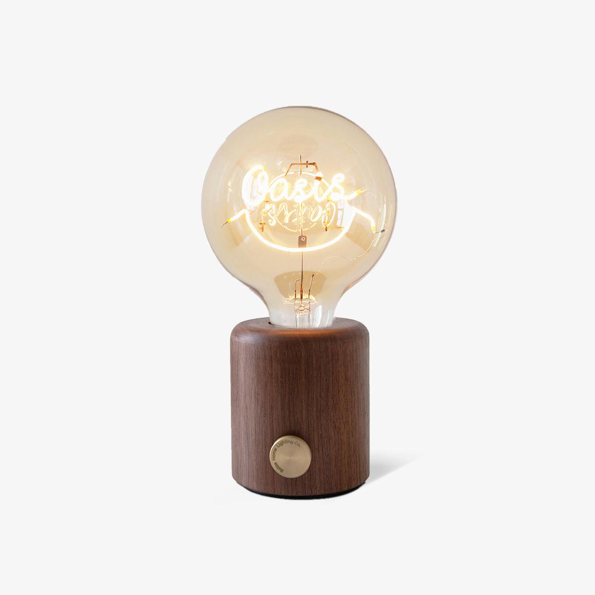 Kuitt Smiley Built-in Battery Table Lamp ∅ 4.9″ x H 9.4″ / Dia 12.5cm x H 24cm / Walnut & Transparent / USB Table lamp