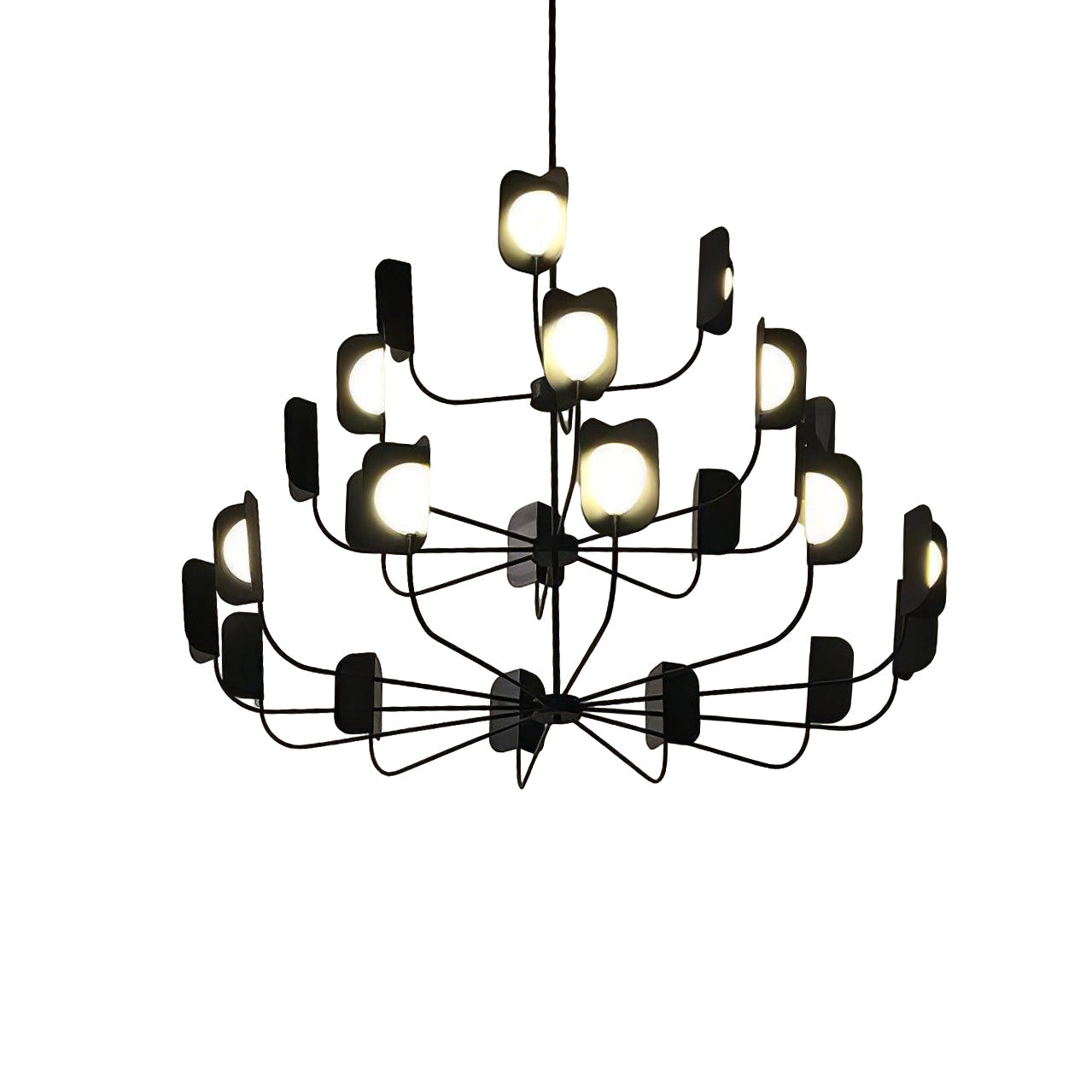 LEAF Chandelier 24heads ∅ 55″ x H 55″ / Dia 140cm x H 140cm / Black Chandelier