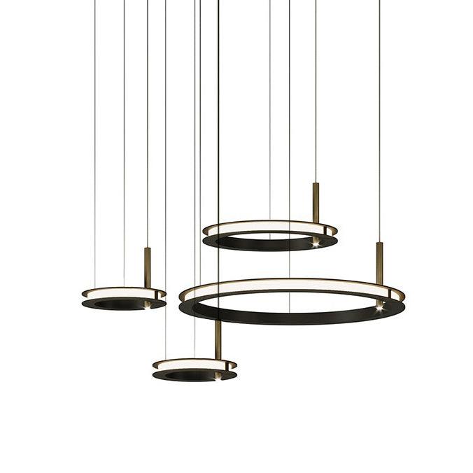 Labilis Chandelier Dia 40cm + Dia 40cm + Dia 60cm + Dia 80cm x H 150cm / Black / Warm Light Chandelier