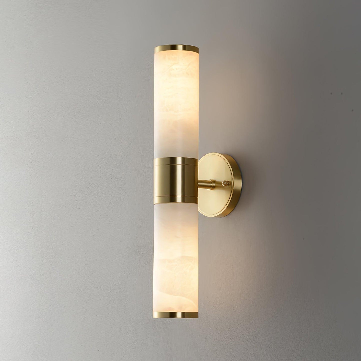 Lampatron Alabaster Wall Lamp ∅ 3.1″ x H 17.3″ / Dia 8cm x H 44cm / Gold & White Wall lamp