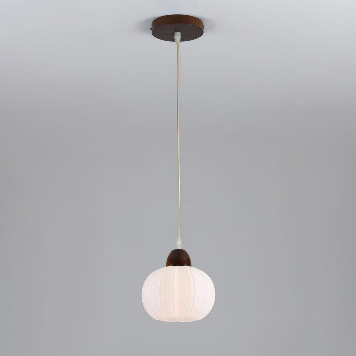 Large Flower Bag Pendant Lamp ∅ 6.3″ x H 8.3″ / Dia 16cm x H 21cm / Walnut color & White Pendant light