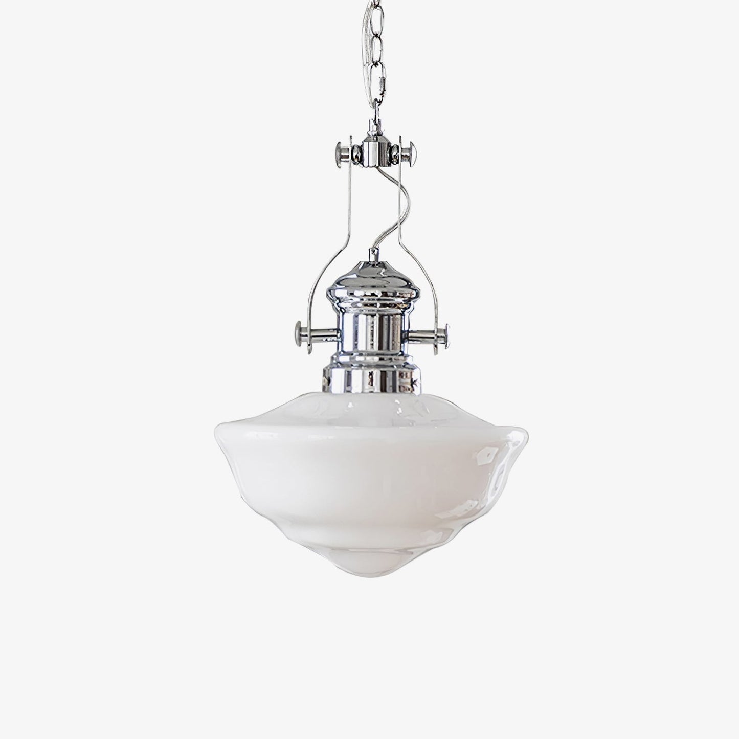Lavagna Schoolhouse Pendant Light ∅ 11.8″ x H 19.3″ / Dia 30cm x H 43cm / Chrome & White Pendant light