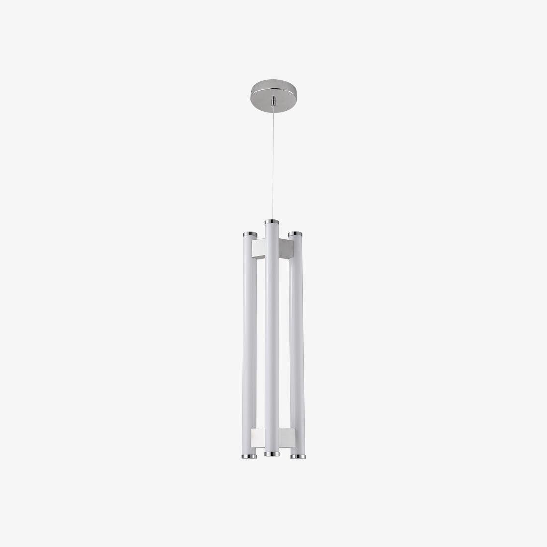 Lia Pendant Light ∅ 7.1″ x H 19.7″ / Dia 18cm x H 50cm / Chrome and White / Warm Light Pendant light