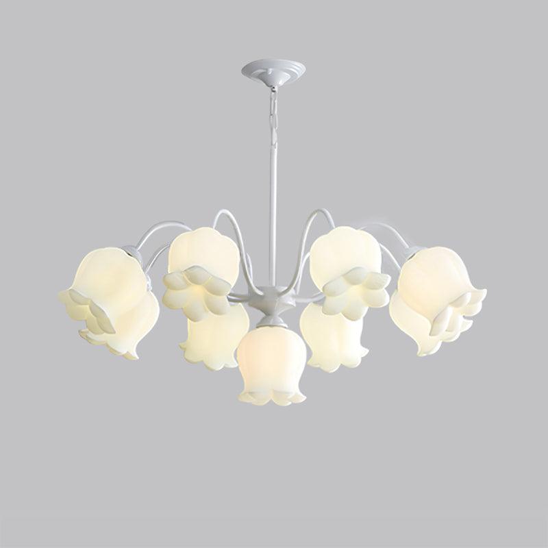 Lilium Cluster Chandelier 8 + 1 Heads ∅ 35.4″ x H 15″ / Dia 90cm x H 38cm / White & White Chandelier