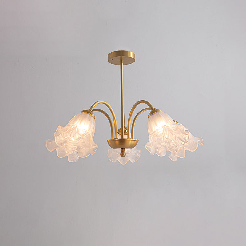Lily Chandelier 5 heads ∅ 26.8″ x H 9.5″ / Dia 68cm x H 24cm / Gold + clear 灯具