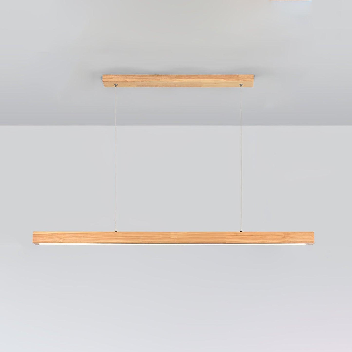 Linear Wooden Pendant Light ∅ 39.4″ x H 59″ / Dia 100cm x H 150cm (Power: 19W) / Natural wood color / Warm Light