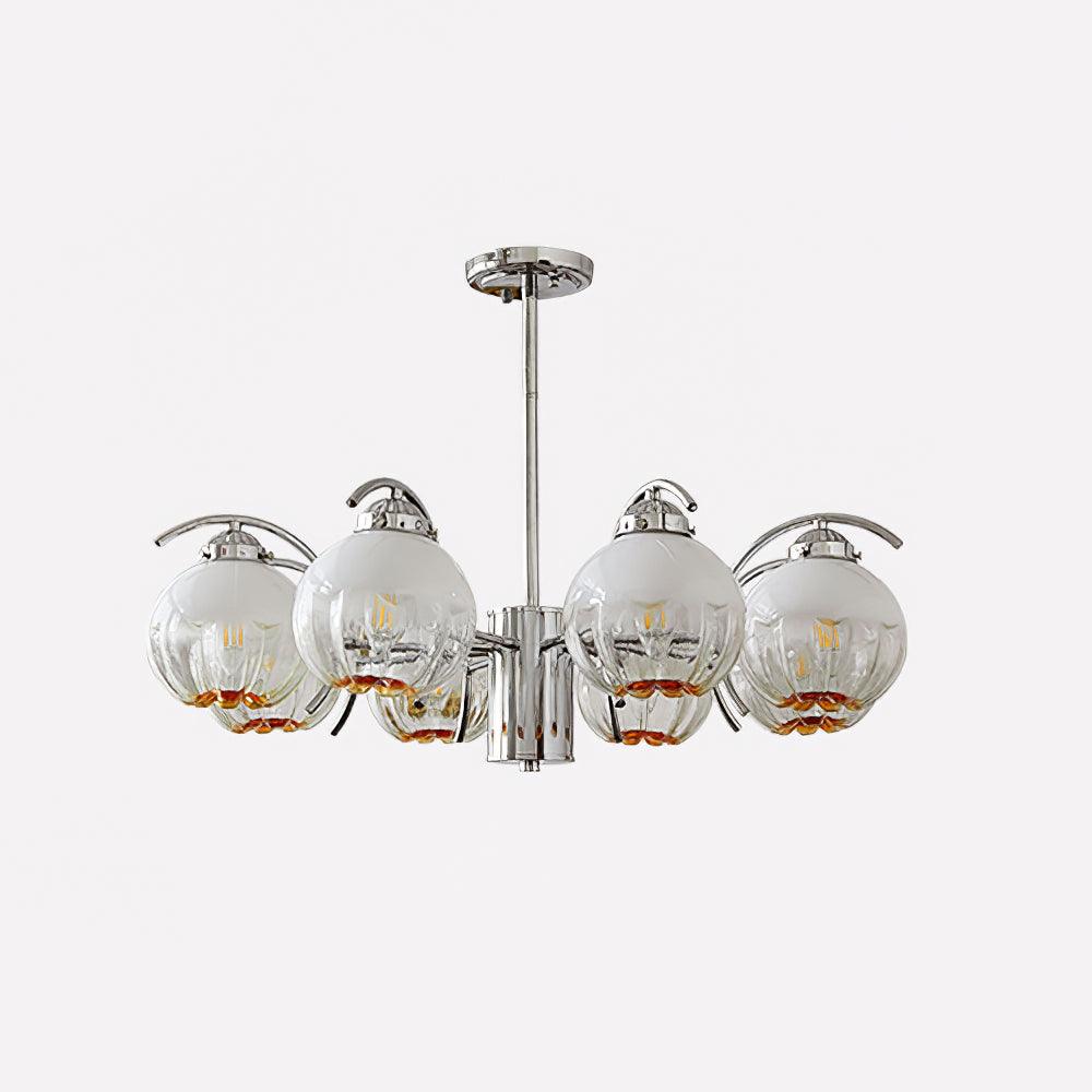 Litchford Chandelier 8 heads Φ 30.7″ x H 18.9″ / Dia 78cm x H 48cm / Chrome + Opaque Glass Chandelier
