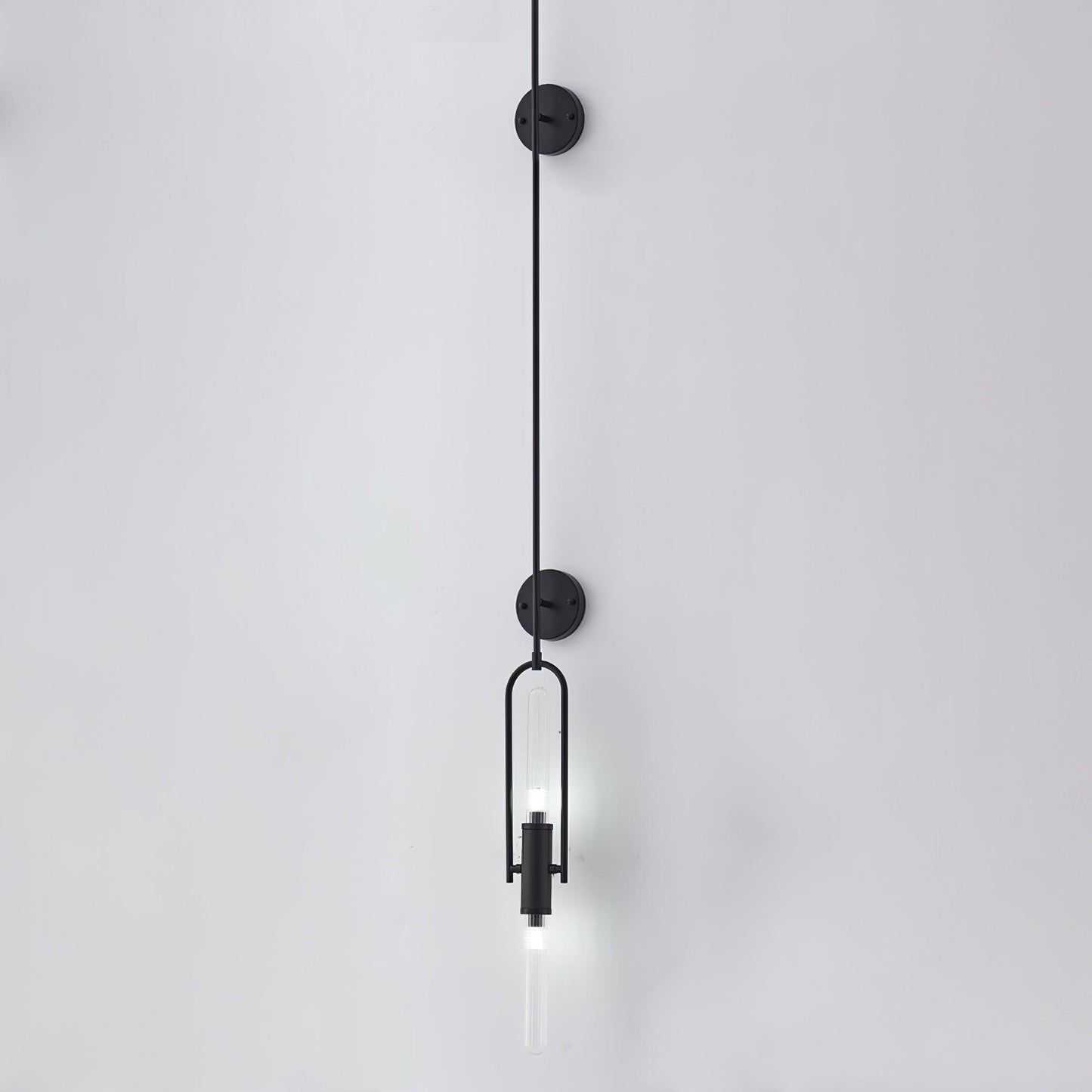Long Arc Glass Wall Lamp ∅ 4.7″ x H 70.1″ / Dia 12cm x H 180cm / Black & Clear Wall lamp