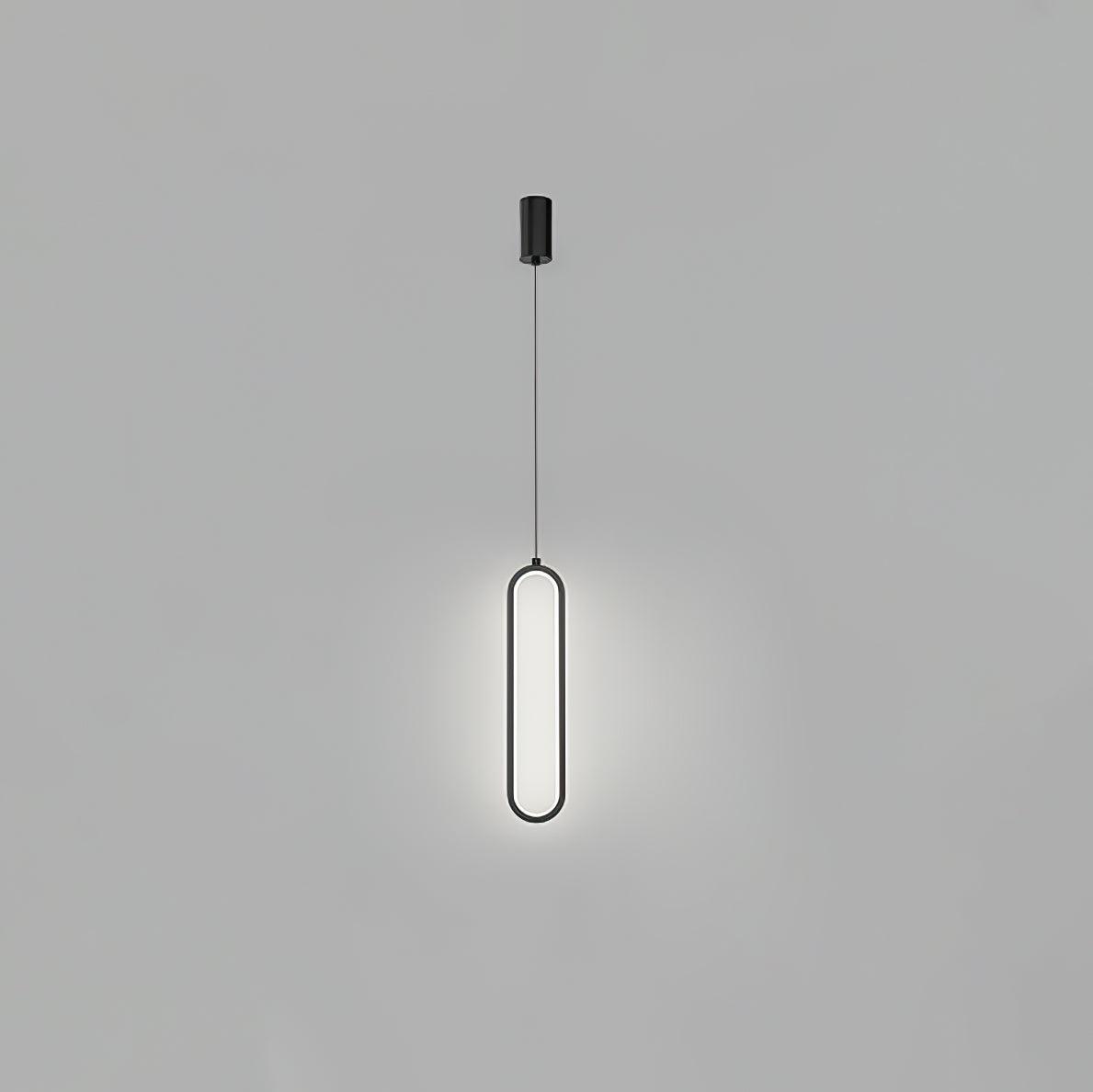 Long Oval LED Pendant Lamp ∅ 3.5″ x H 15.7″ / Dia 9cm x H 40cm / Black / Three-Color Changing Light Pendant light