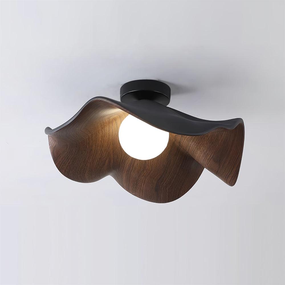 Lotus Leaf Ceiling Lamp ∅ 15.7″ x H 6.3″ / Dia 40cm x H 16cm / Black & Walnut color Ceiling lamp