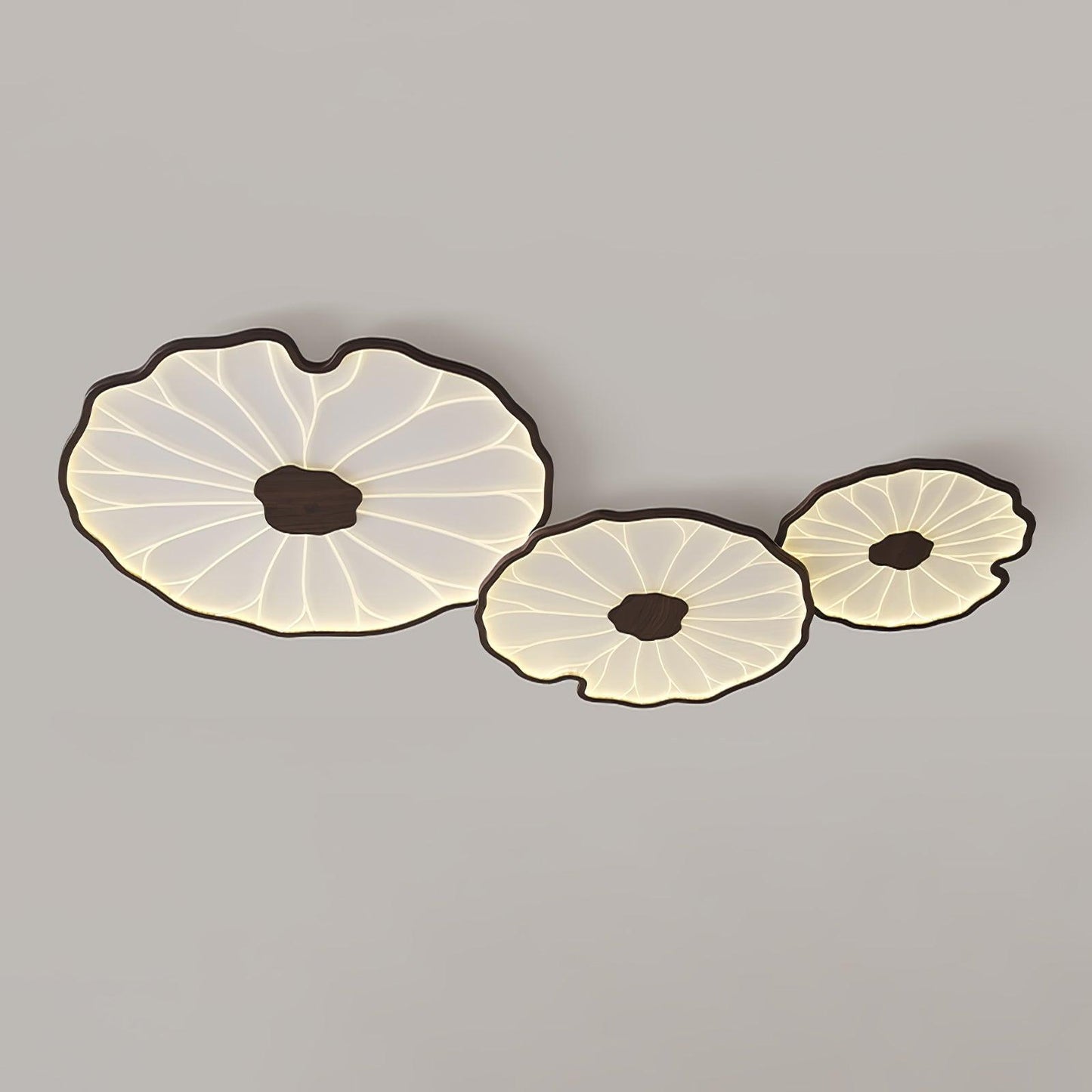 Lotus Leaf Acrylic Ceiling Lamp L 39.4″ x W 23.6″ x H 2.4″ / L 100cm x W 60cm x H 6cm / Hydrographic Walnut Wood Grain