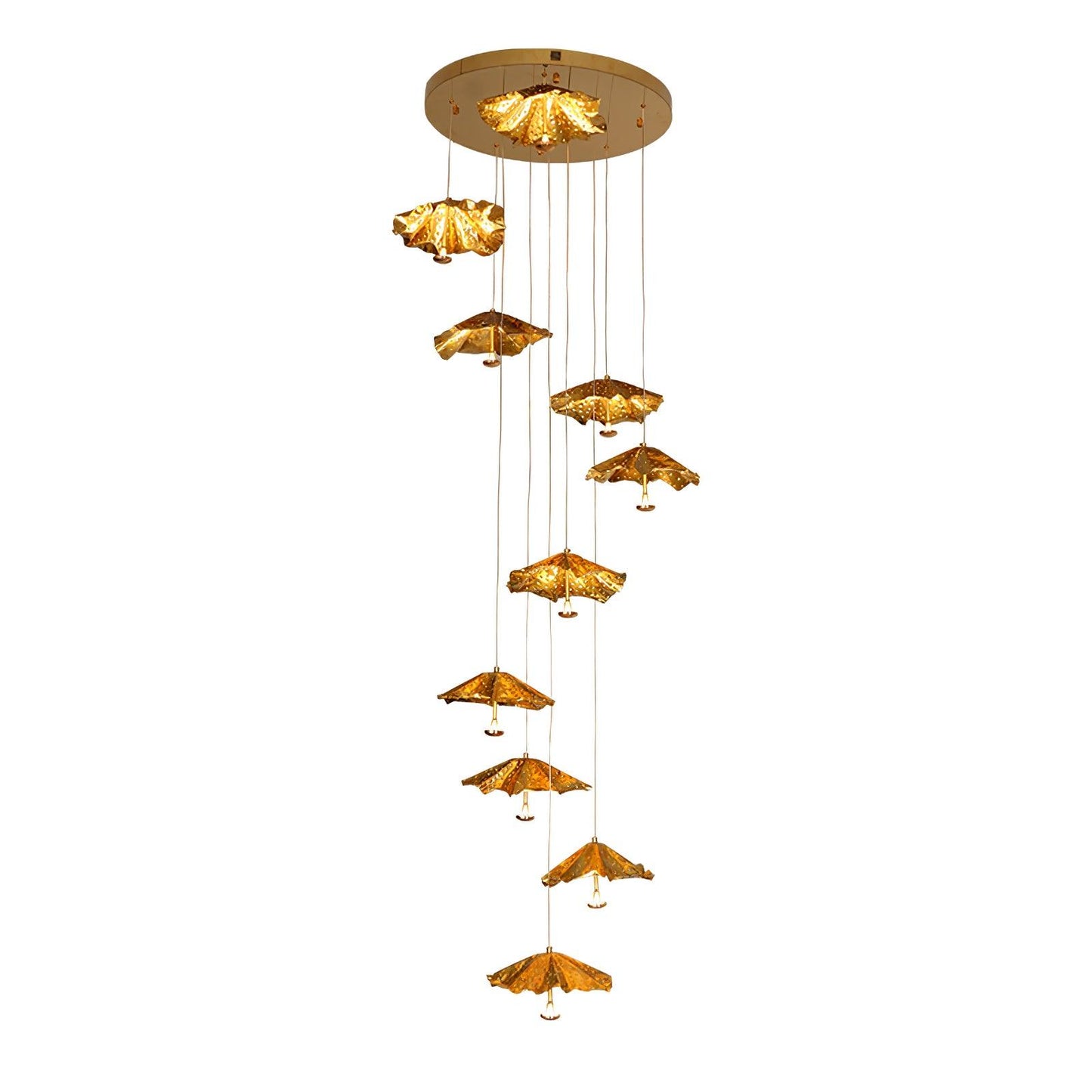 Livra Leaf Chandelier 10 heads: ∅ 29.5″ x H 78.7″ / Dia 75cm x H 200cm / Brass Chandelier