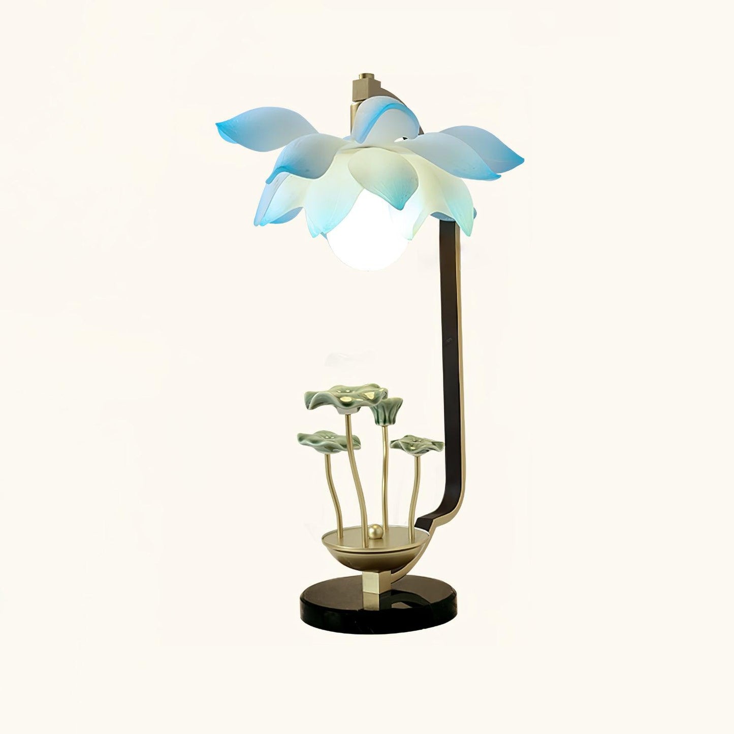 Lotus Table Lamp ∅ 10.6″ x H 19.3″ / Dia 27cm x H 49cm / Black & Gold & Blue / US Plug Table lamp
