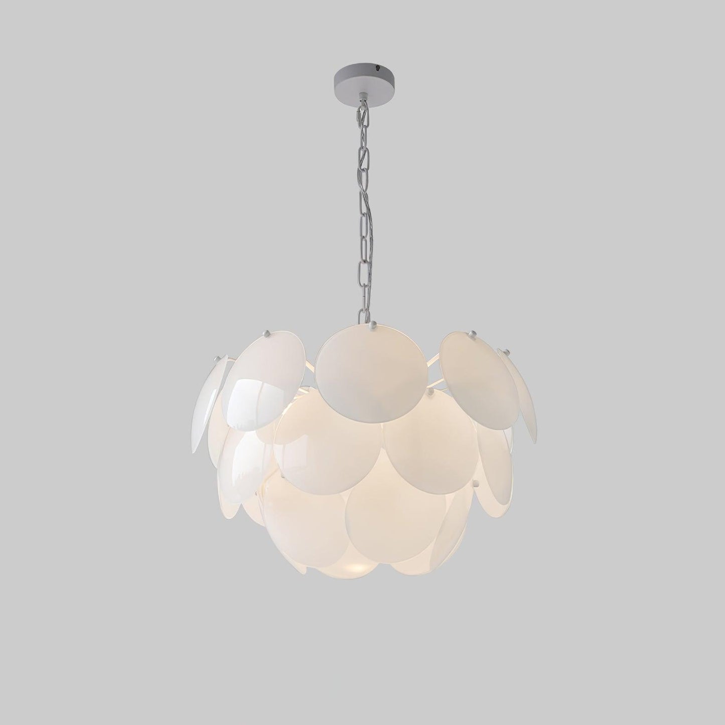 Luminous Petal Glass Chandelier ∅ 21.7″ x H 15.7″ / Dia 55cm x H 40cm / White Chandelier