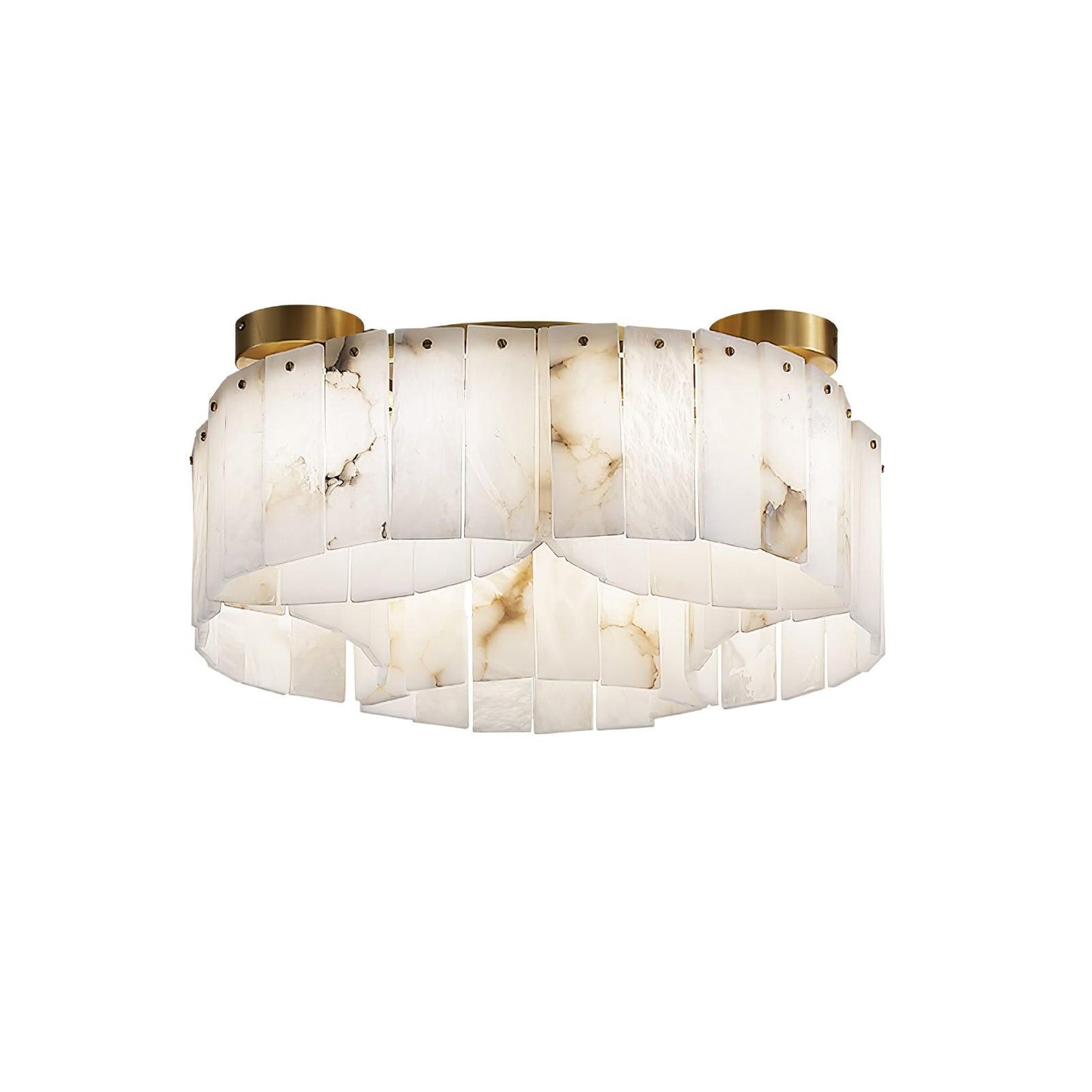 Luxe Alabaster Brass Ceiling Lamp ∅ 33.5″ x H 8.9″ / Dia 85cm x H 22.5cm (G9 Bulbs*16) / Brass & White Ceiling lamp