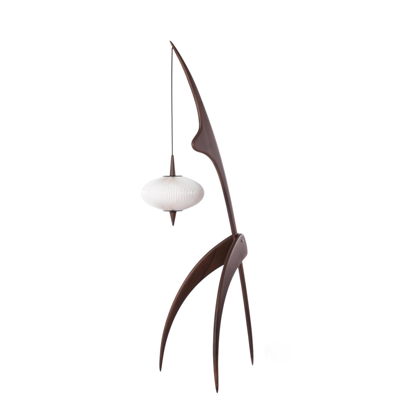 Mantis Wood Floor Lamp ∅ 18.1″ x H 63″ / Dia 46cm x H 160cm / Walnut Colour & White / US Plug Floor lamp
