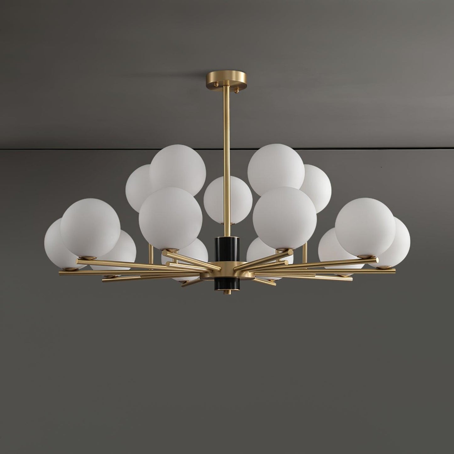 Marais Chandelier 15 Heads ∅ 39.3″ x H 24″/ Dia 100cm x H 61cm / Black & Gold & White Chandelier